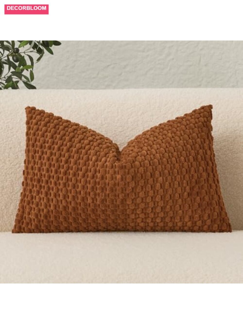 Corduroy Lumbar Throw Pillow Cover, Velvet Soft, Striped, Hidden Zipper, 12x20